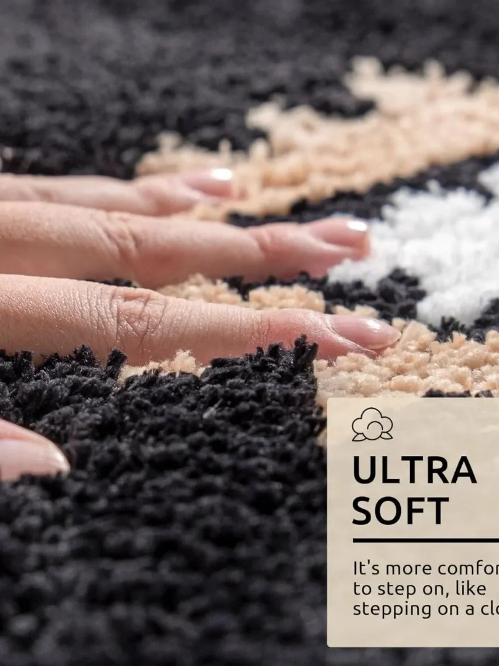 Black Bathroom Rug Mat 20x32